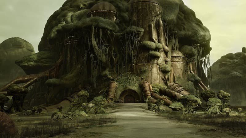 The Hutt palace used by the Twins in The Mandalorian and Grogu  Image Source: StarWars.com