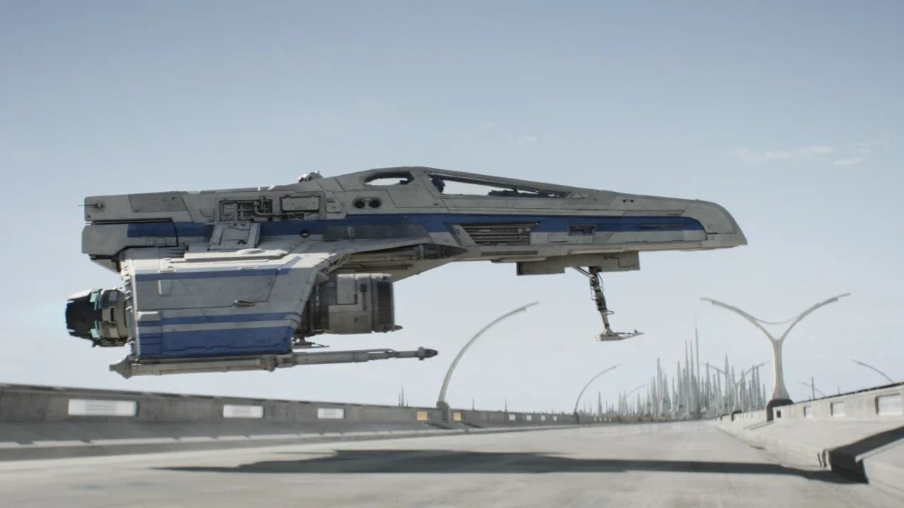 A New Republic E-wing on Lothal.