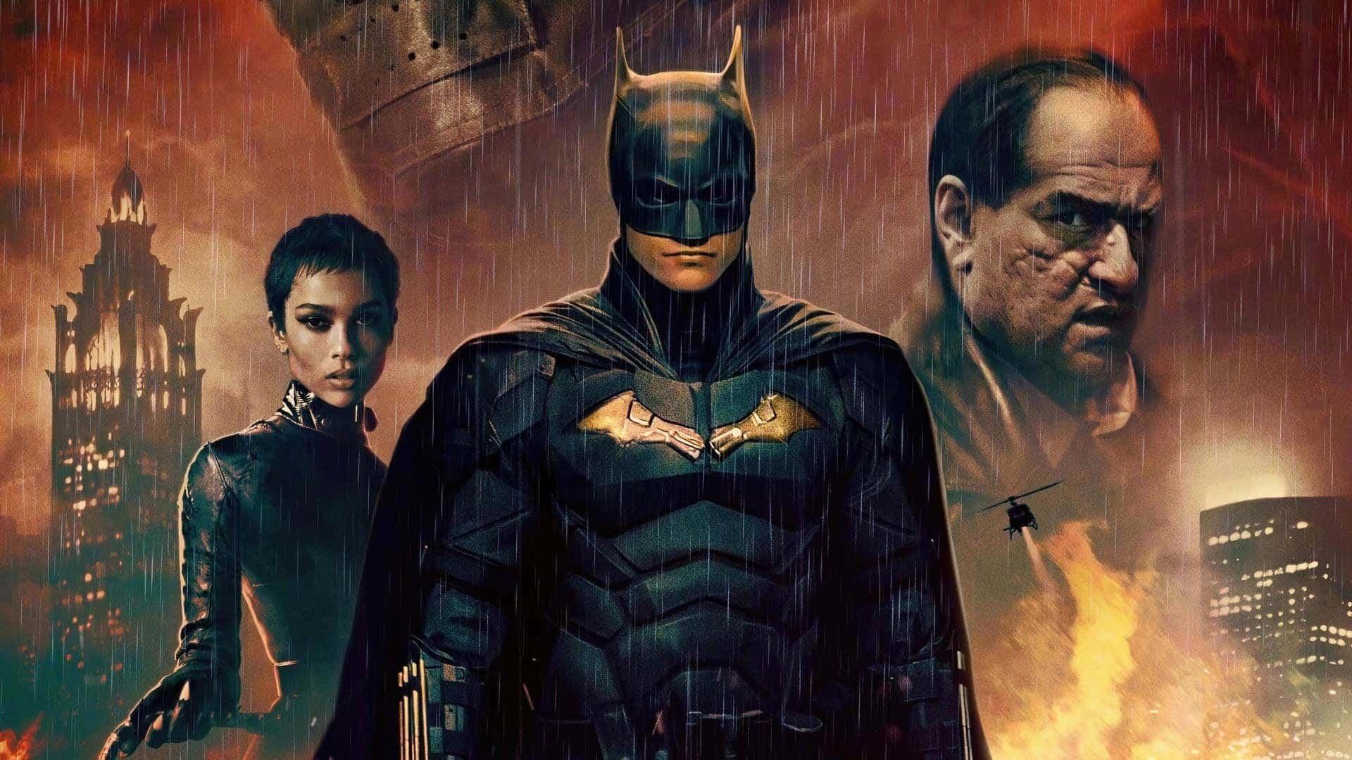 The Batman poster with Catwoman, Batman, and Penguin