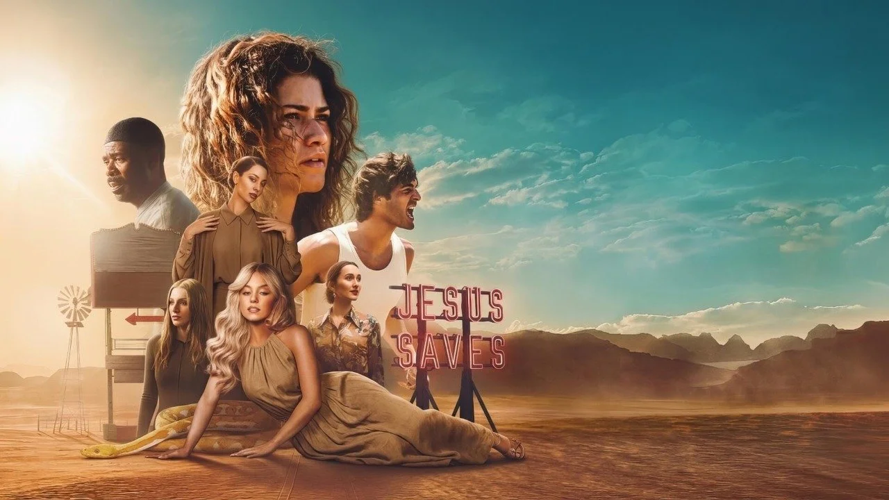 Zendaya, Colman Domingo, Jacob Elordi, Alexa Demie, Jacob Elordi, Hunter Schafer, Sydney Sweeney, and Maude Apatow on the poster for Euphoria season 3 Image Source: Alpha Coders