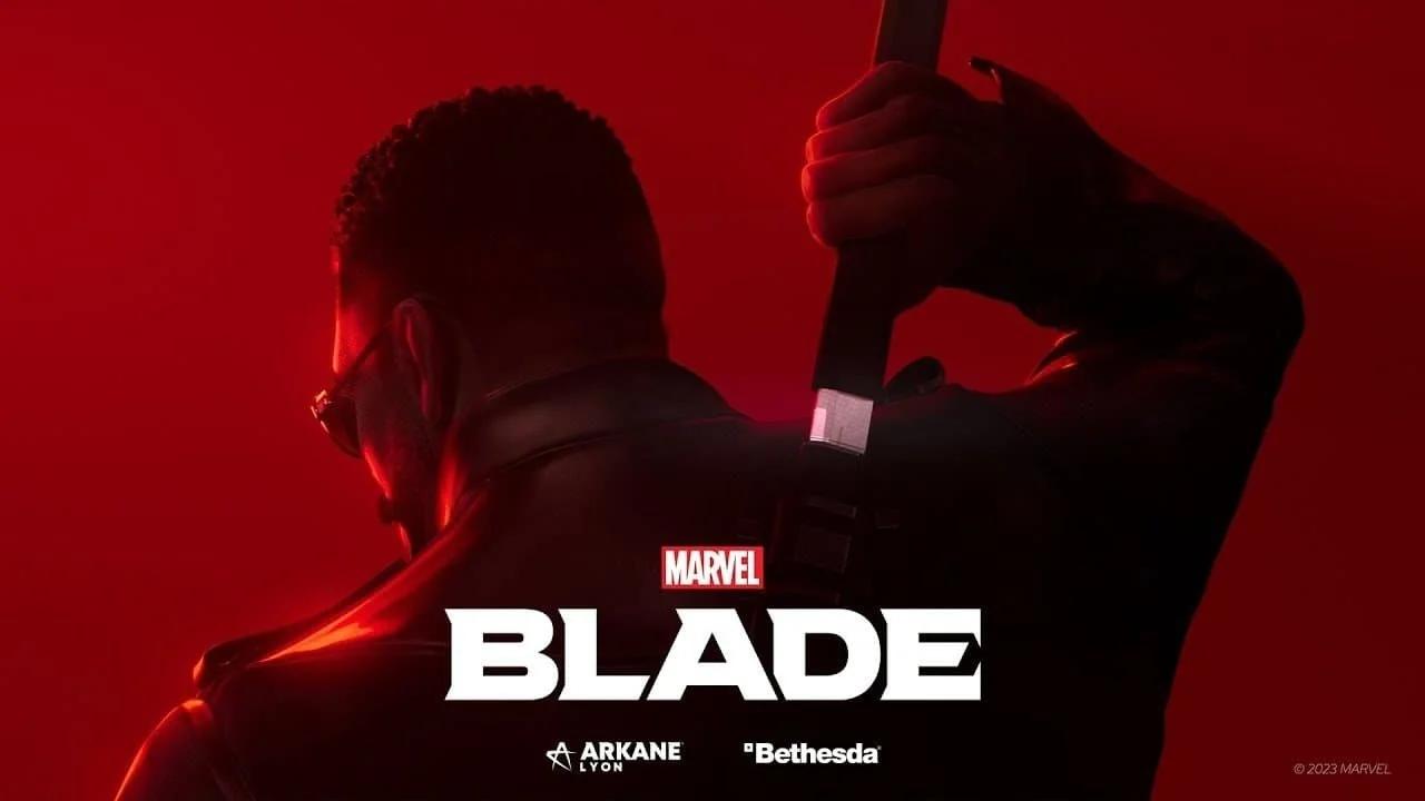 Image depicts the Blade logo and the character pulling his sword out over a red background Image Source: Marvel