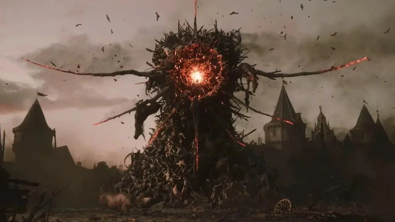 An amalgamation of body parts in the video game trailer for  Divinity