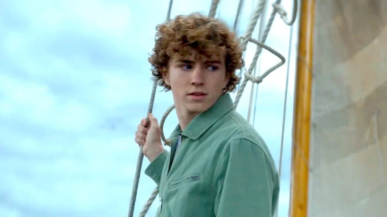 Percy sailing on the Sea of Monsters