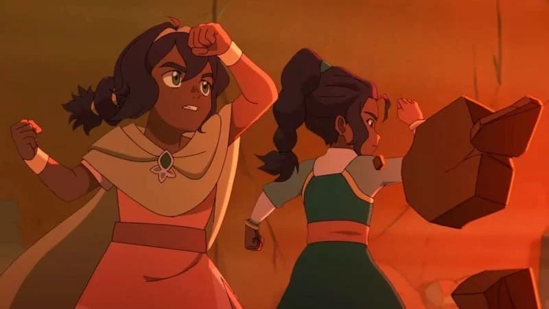 Pavi and Nisha earthbending   Image Source: Entertainment Weekly