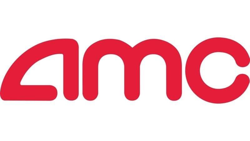AMC theater chain logo, red lowercase lettering in a rounded font against a white background