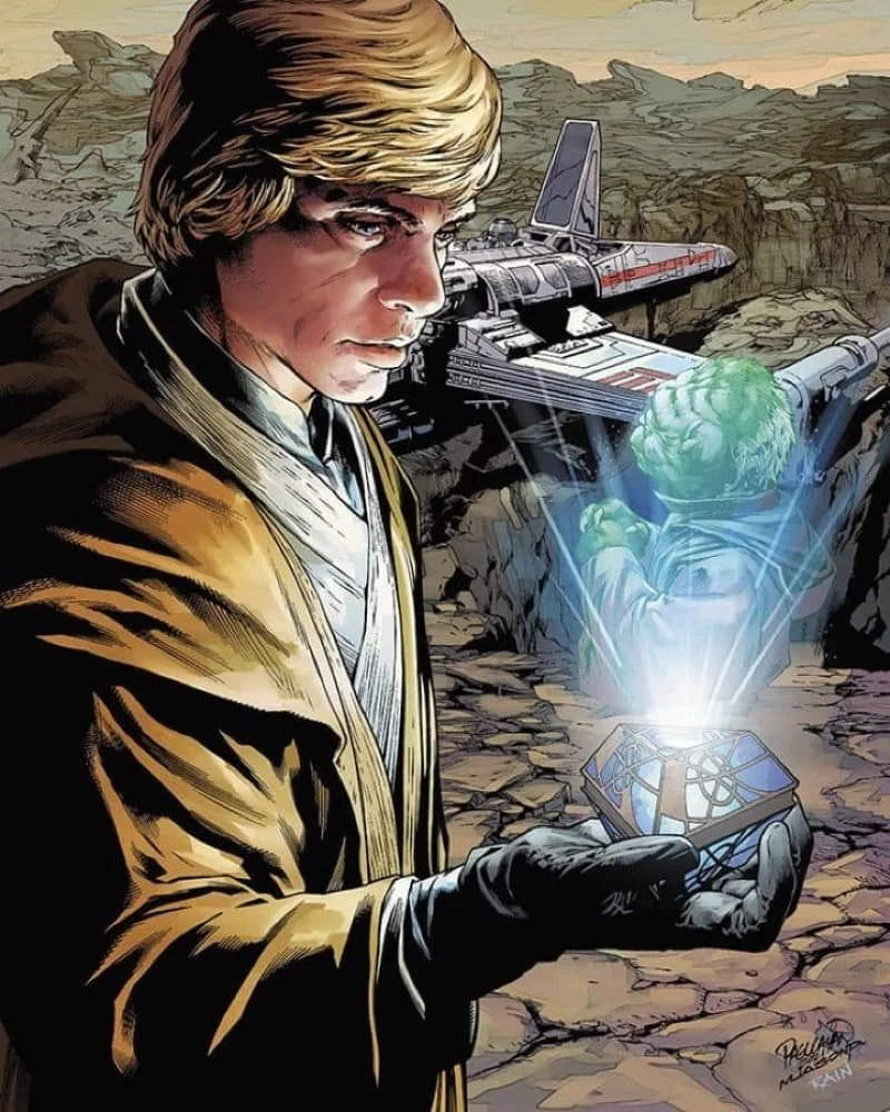 Luke examining a holocron  Image Source: Wookieepedia