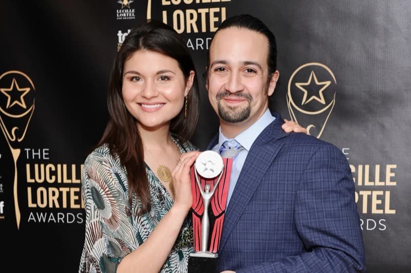 Philippa Soo and Lin-Manuel Miranda at the Lucille Lortel Awards in 2016