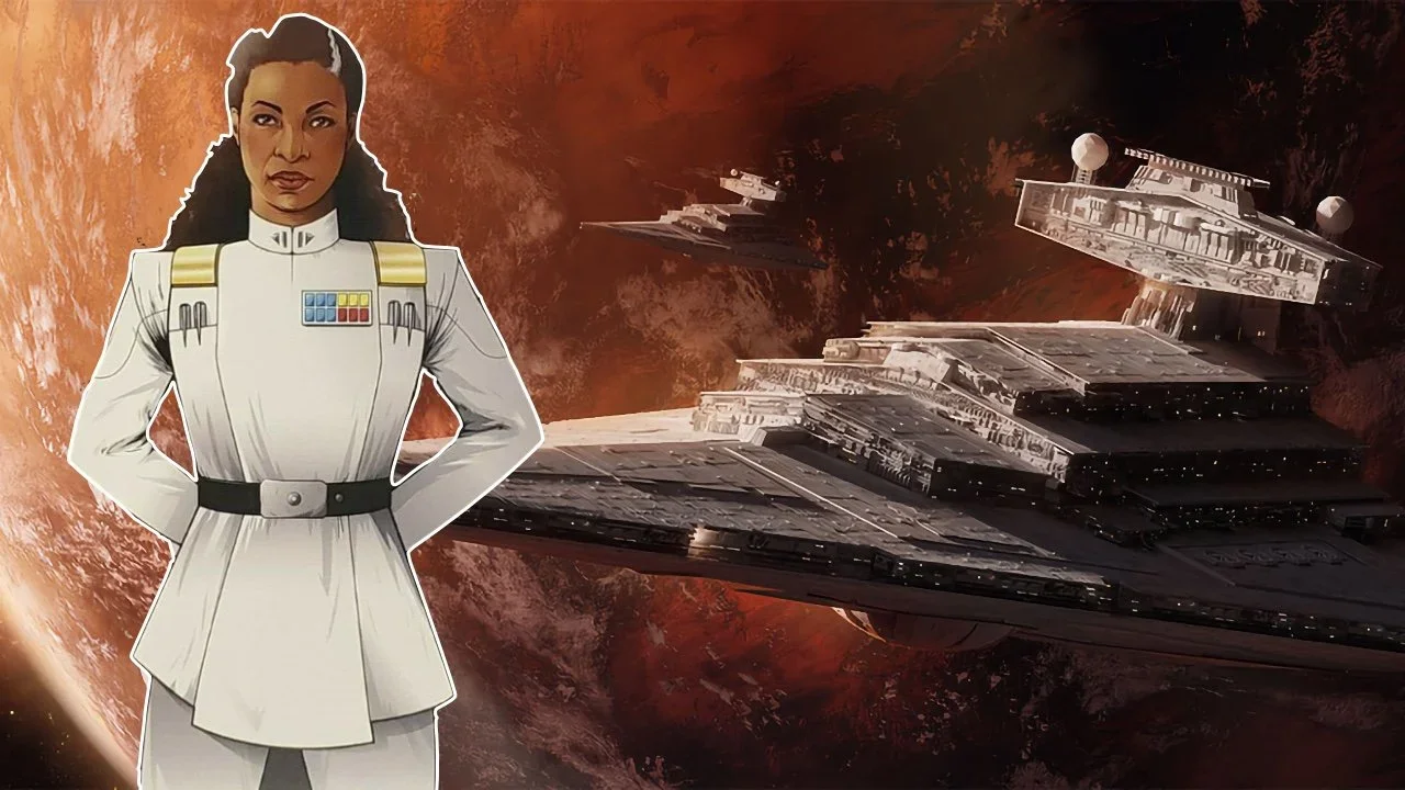Grand Admiral Rae Sloane and a group of Star Destroyers