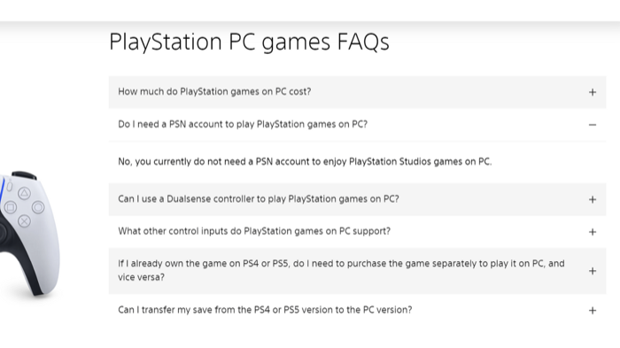 Screenshot from Playstation website