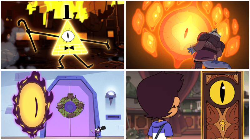 Multiverse collage  Image Sources: Gravity Falls Fandom, Amphibia Fandom, Star vs. the Forces of Evil Fandom, The Owl House Fandom
