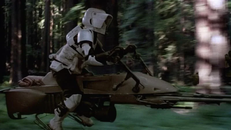 The 74-Z speeder bike seen on the surface of Endor  Image Source: StarWars.com