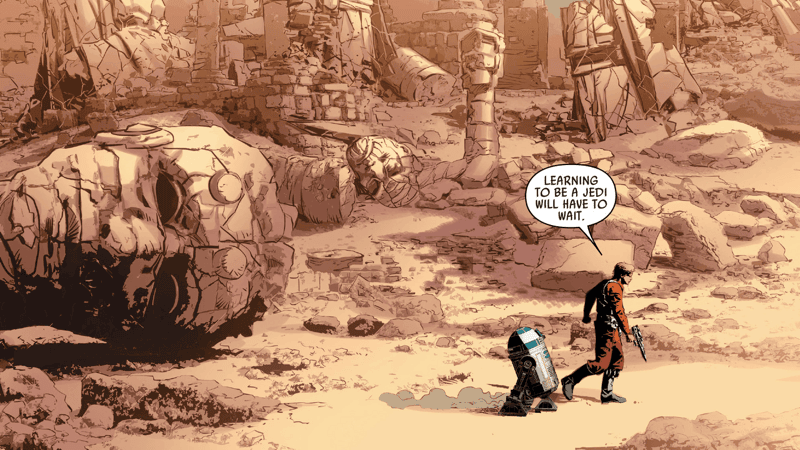 Luke and R2-D2 together in a hostile landscape  Image Source: StarWars.com