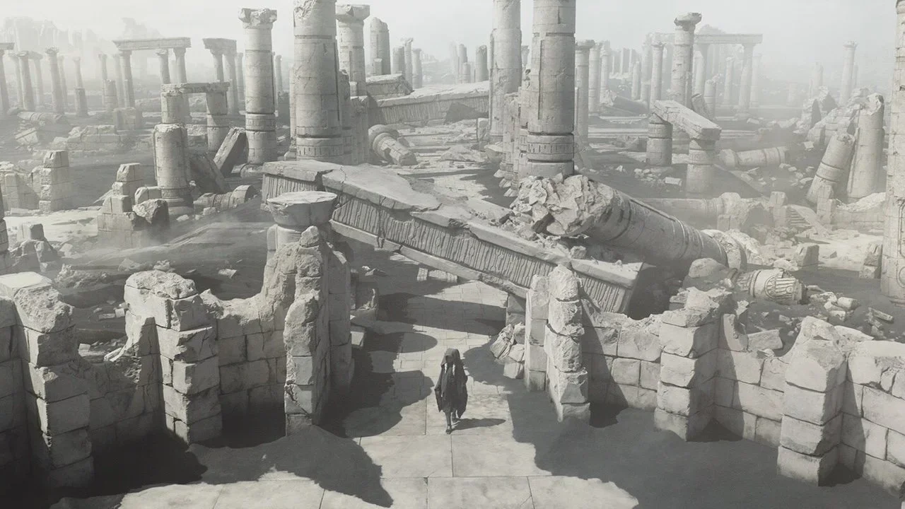 Ahsoka exploring the ruins of Arcana.