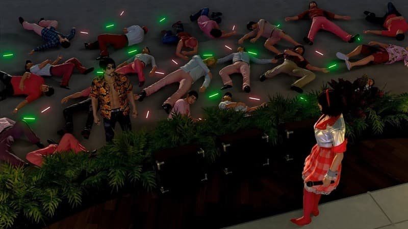 Image Description: Majima surrounded by the attendees of the concert on the ground