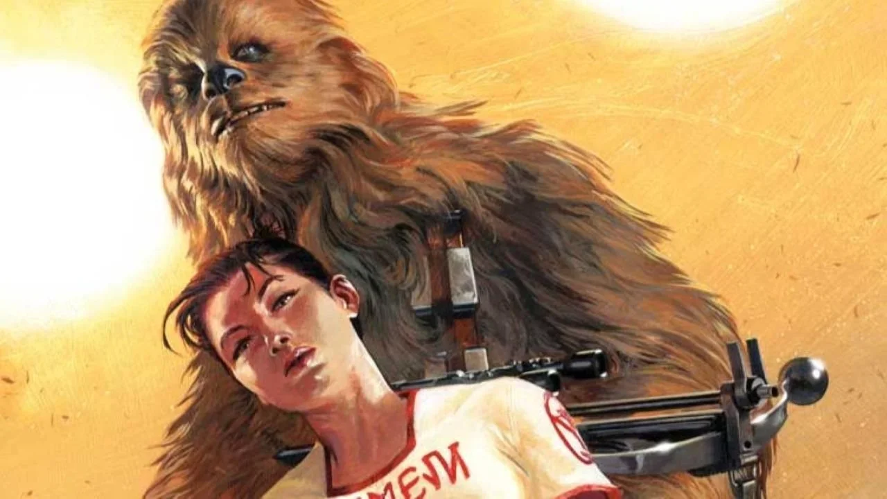 Chewbacca alone, working alongside a stranger on an isolated world.