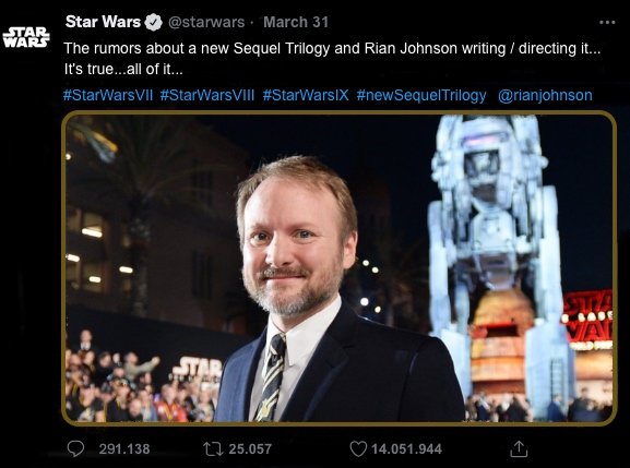 Rian Johnson Developing Brand New 'Star Wars' Trilogy - mxdwn Movies