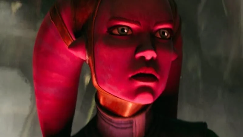 Devon’s face lit by Maul’s lightsaber