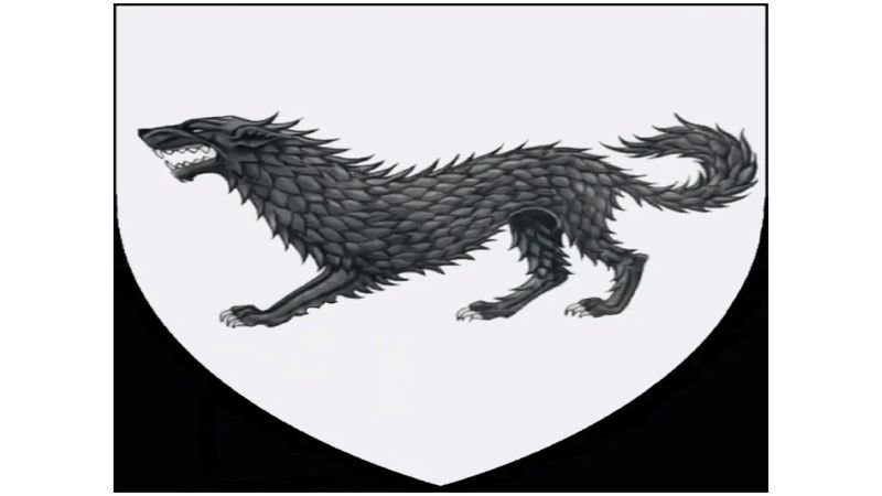 Black direwolf on a light gray background