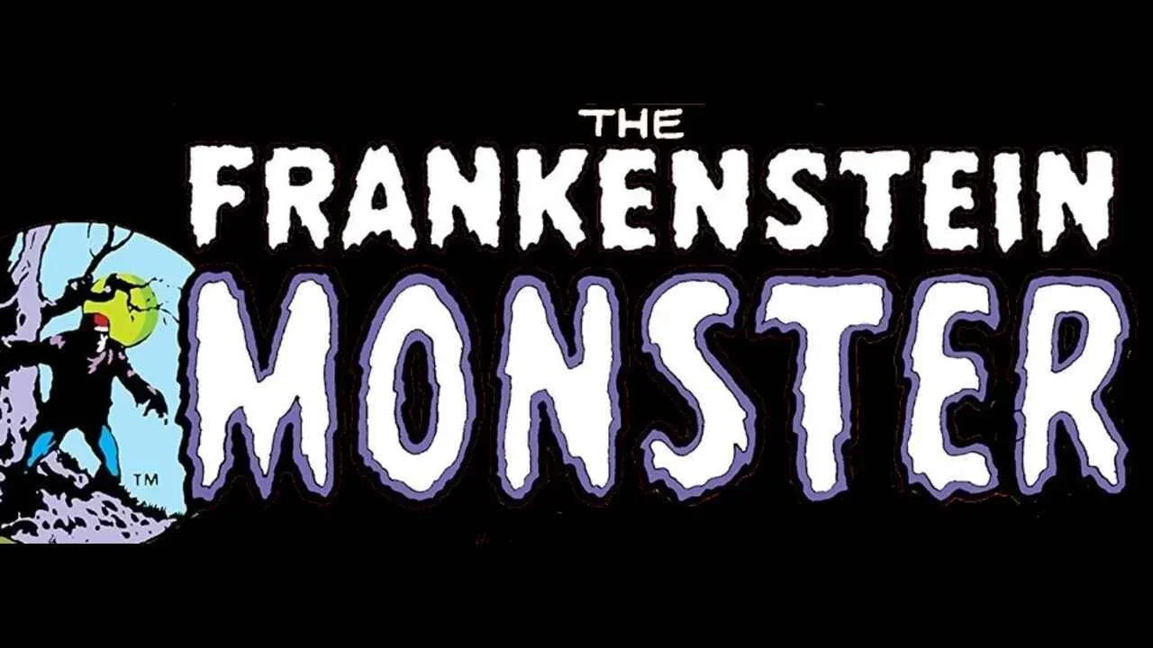 Title header of the comic series in which the animated movie drew some inspiration. Image reads The Frankenstein Monster with a small drawing of the character in a dark forest to the left, all against a black background.