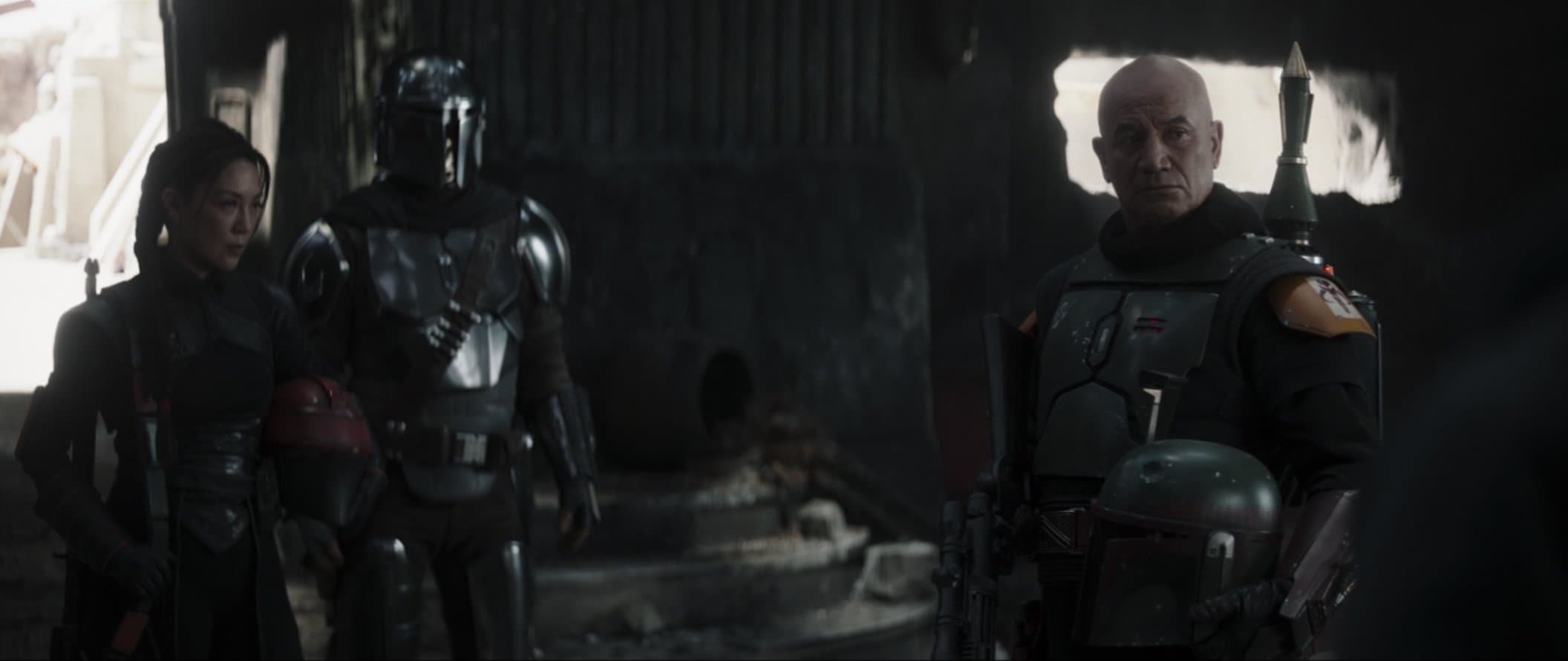 Din Djarin, Fennec Shand, and Boba Fett