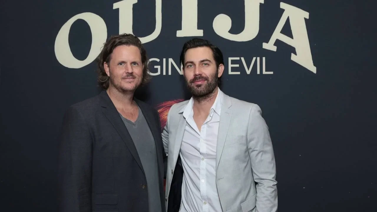 John Andrew Grush and Taylor Newton Stewart at the premiere of Ouija: Origin of Evil in 2017.