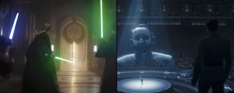 The different depictions of Coruscant, in different time periods as well