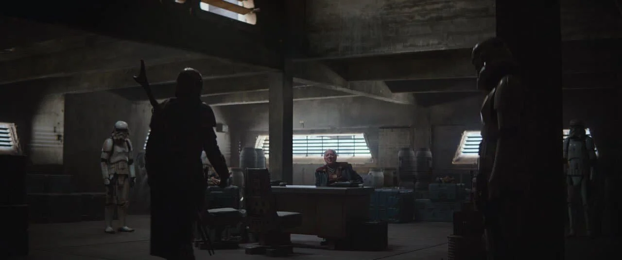 Din Djarin meeting with the Client on Nevarro