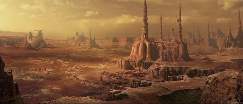 The arid surface of Geonosis