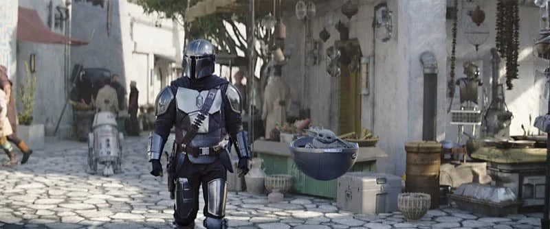 The thriving streets of Nevarro during The Mandalorian Season 3