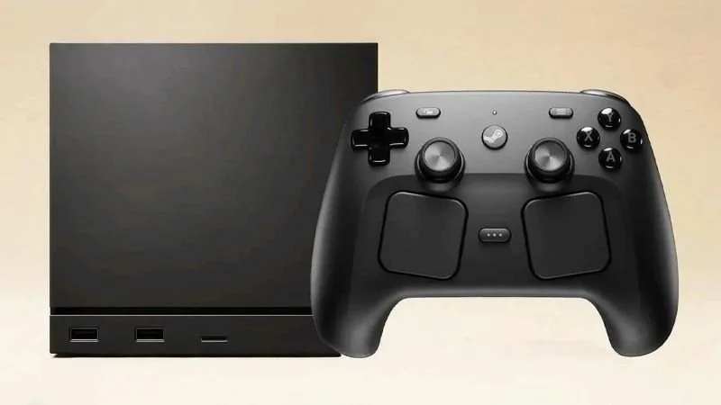 Steam Machine next to the Steam Controller.