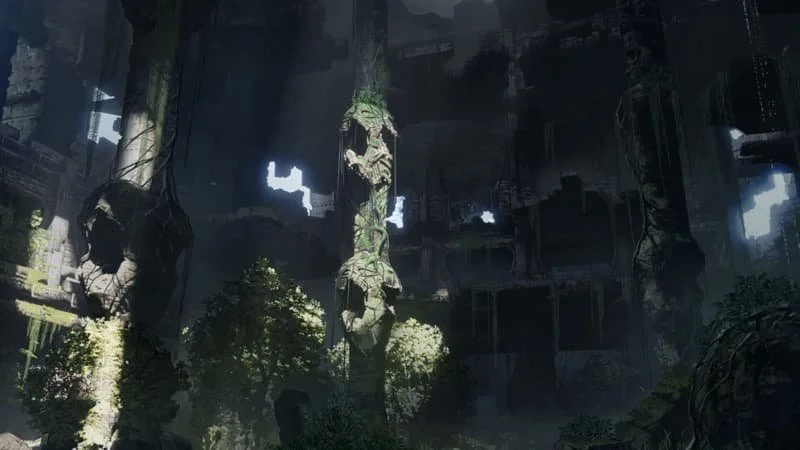 The ruined temple complex on Janix