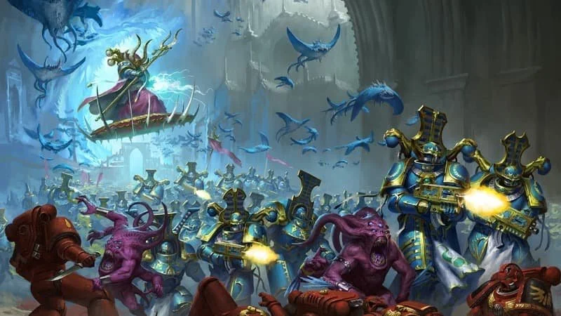 Ahriman leading demonic and Thousand Sons forces against Loyalist Space Marines  Image Source: Warhammer-Community.com