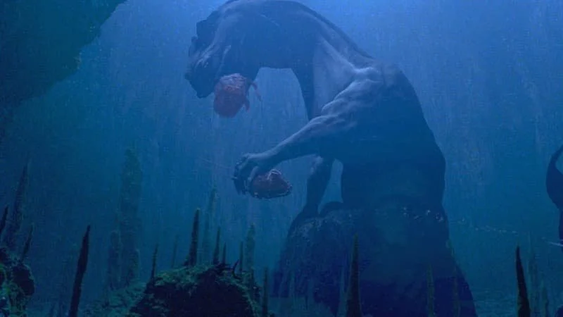 A Sando Aqua Monster tearing another large sea creature apart
