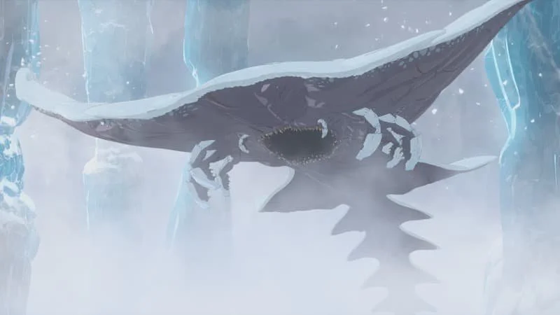 The immense, snow-encrusted form of a Jakoosk