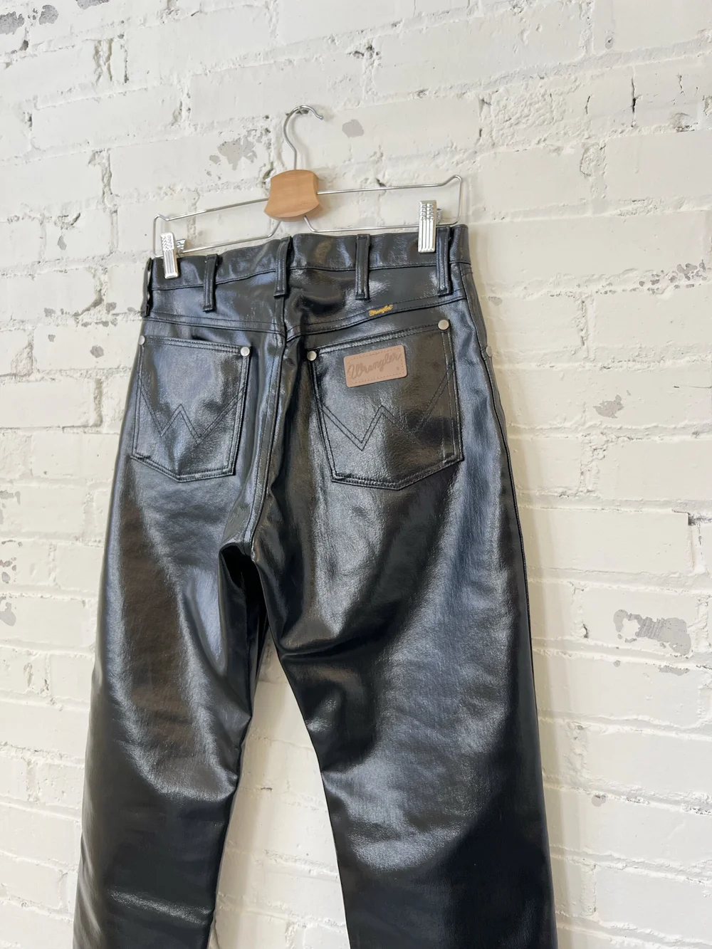 Leather wrangler deals jeans