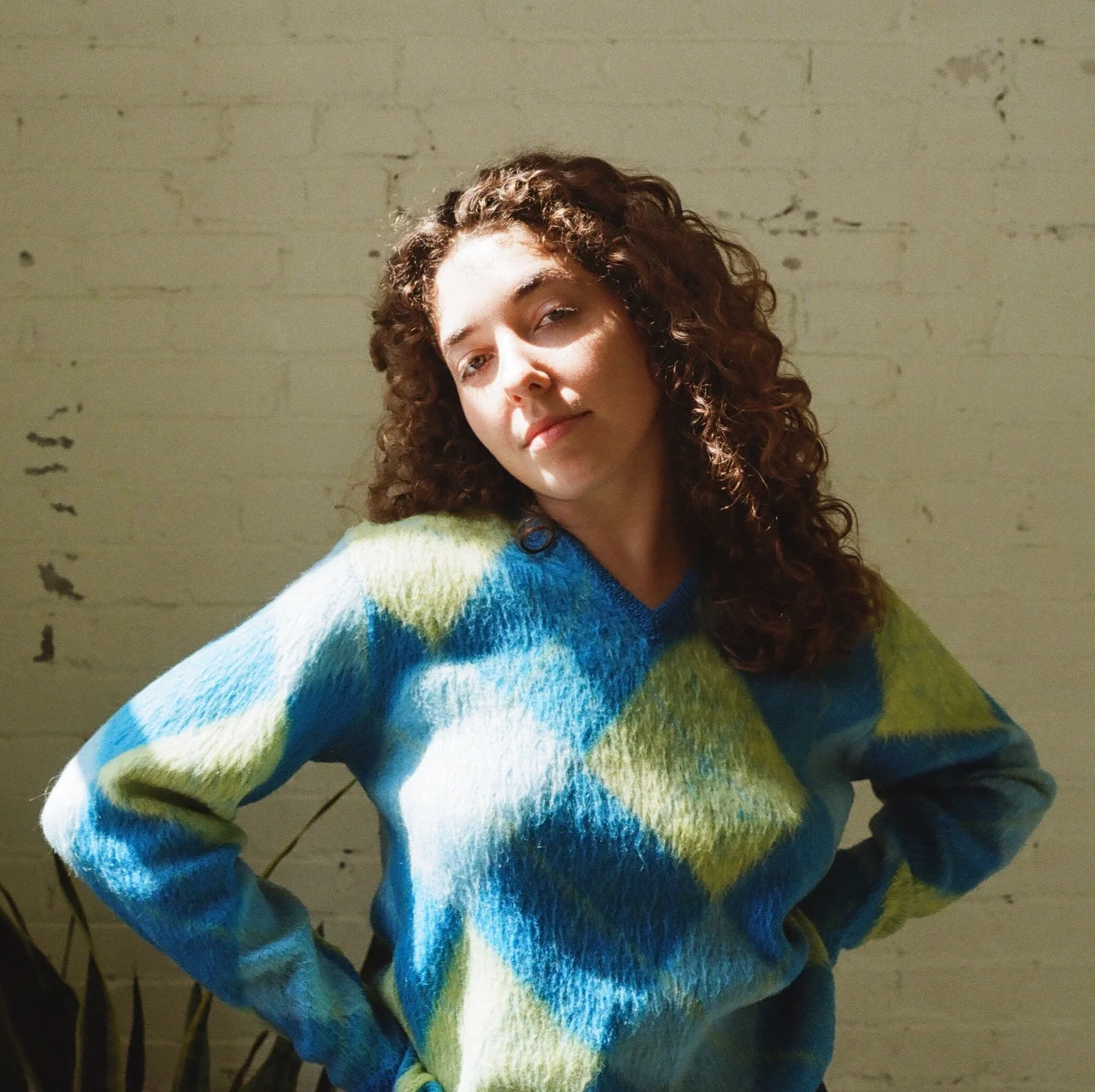 60s/70s mohair blend argyle sweater, medium/large — May's 60s/70s mohair blend argyle sweater, medium/large — May's