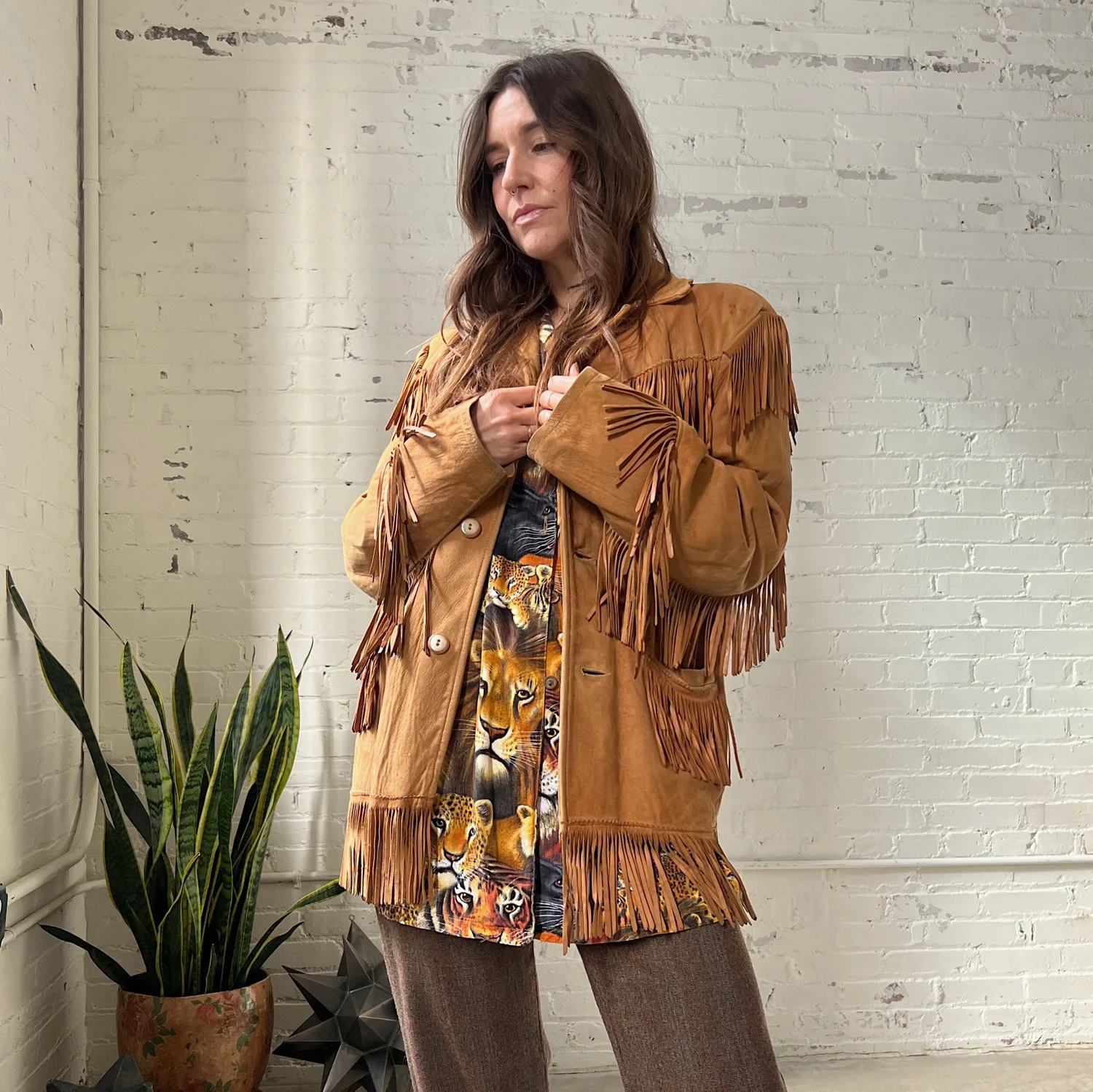 K-Bar-Z Ranchwear Suede Fringe Jacket, Small/Medium — May