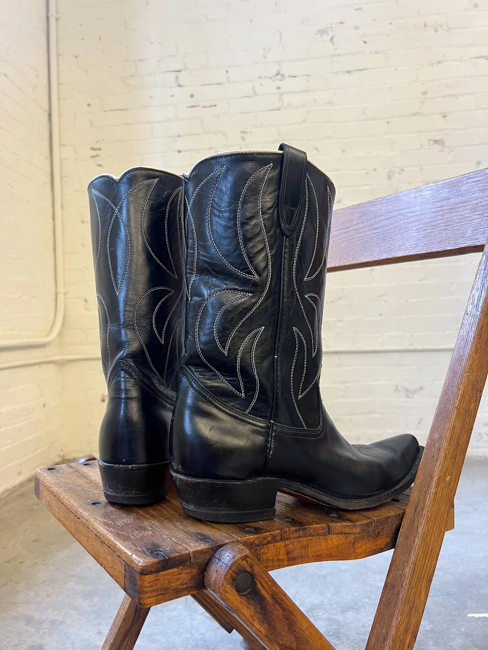Black leather cowboy boots cheap