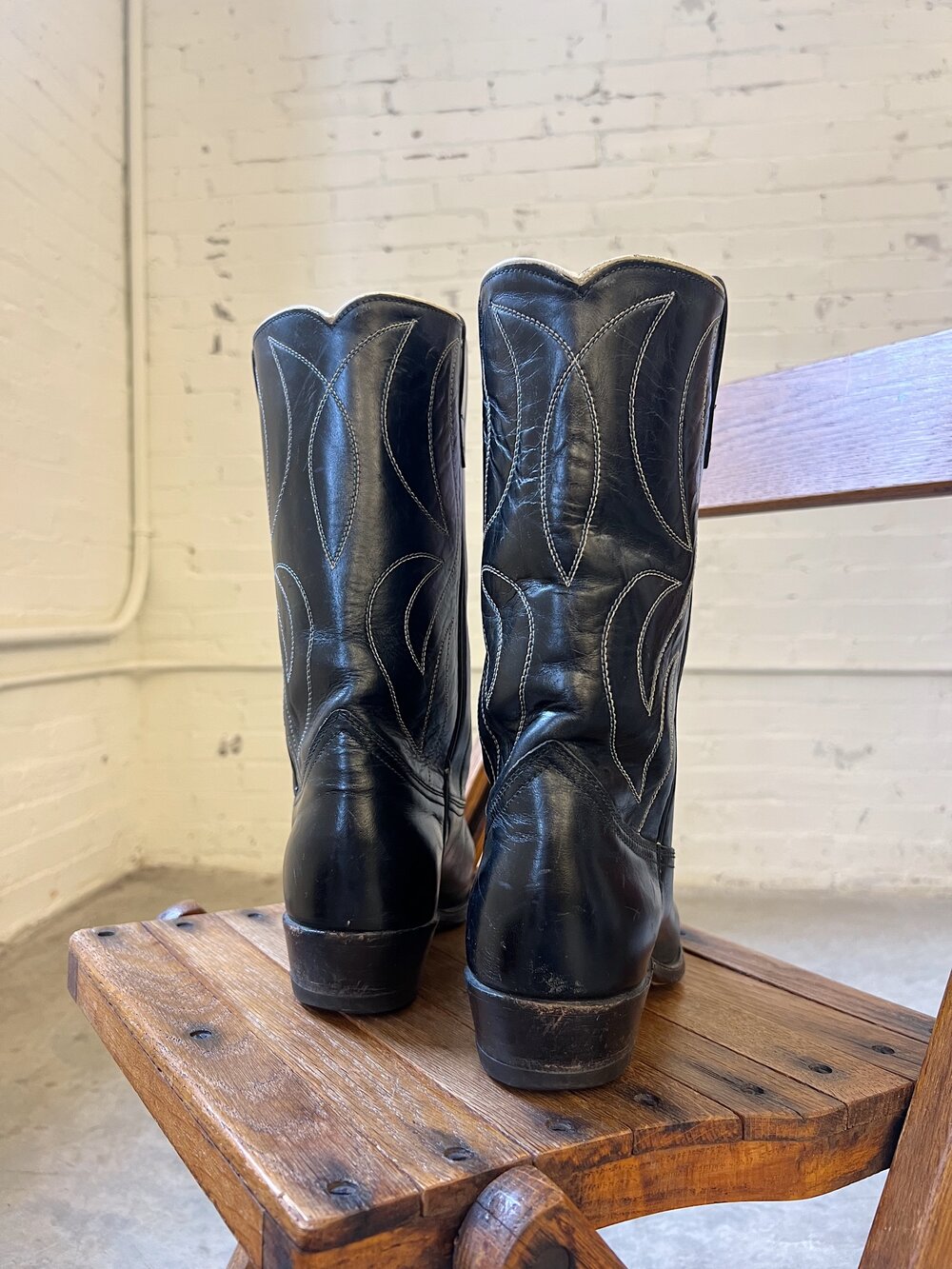 Bicolour leather cowboy boots Black/Beige Given