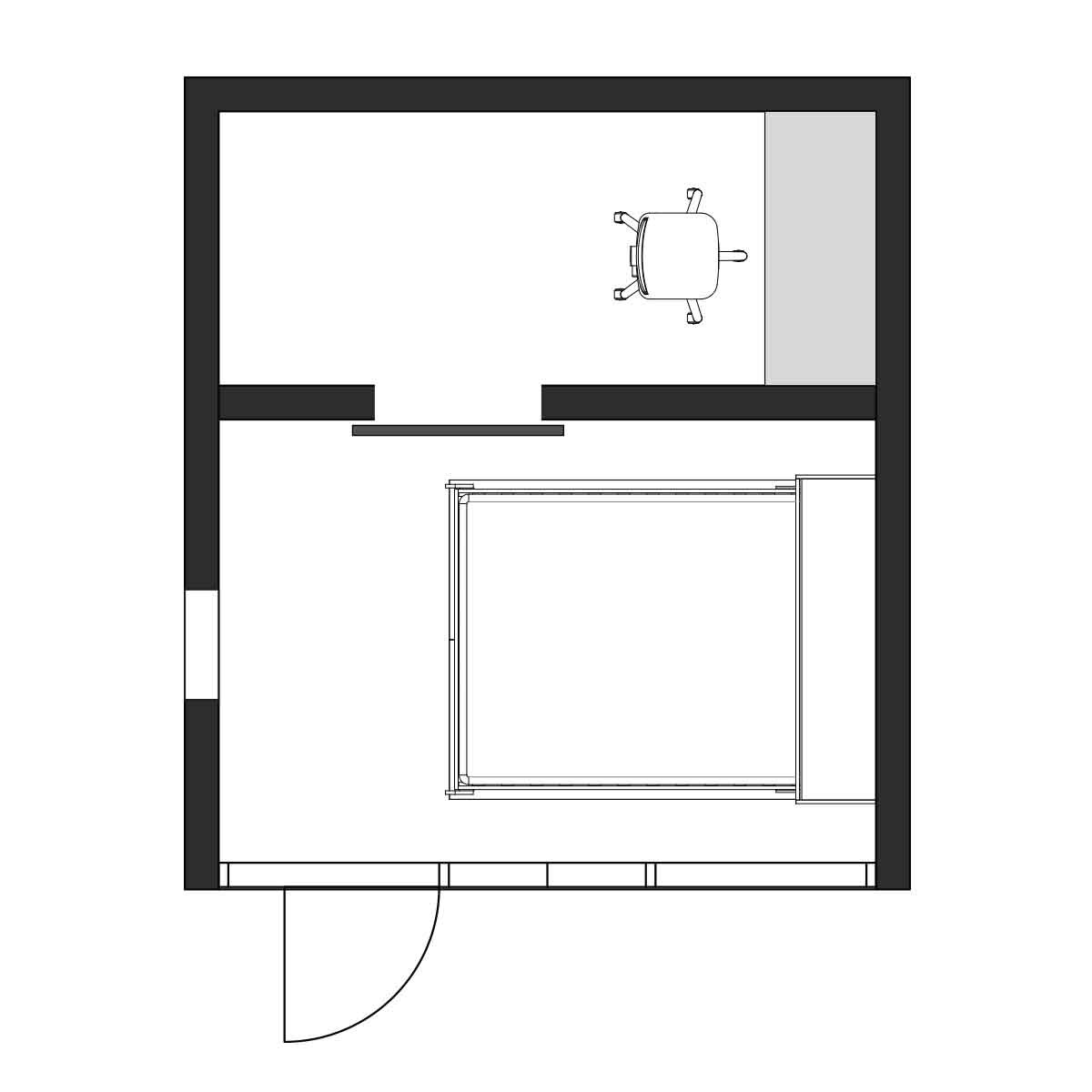 Desk + Partition + Vertical Bed