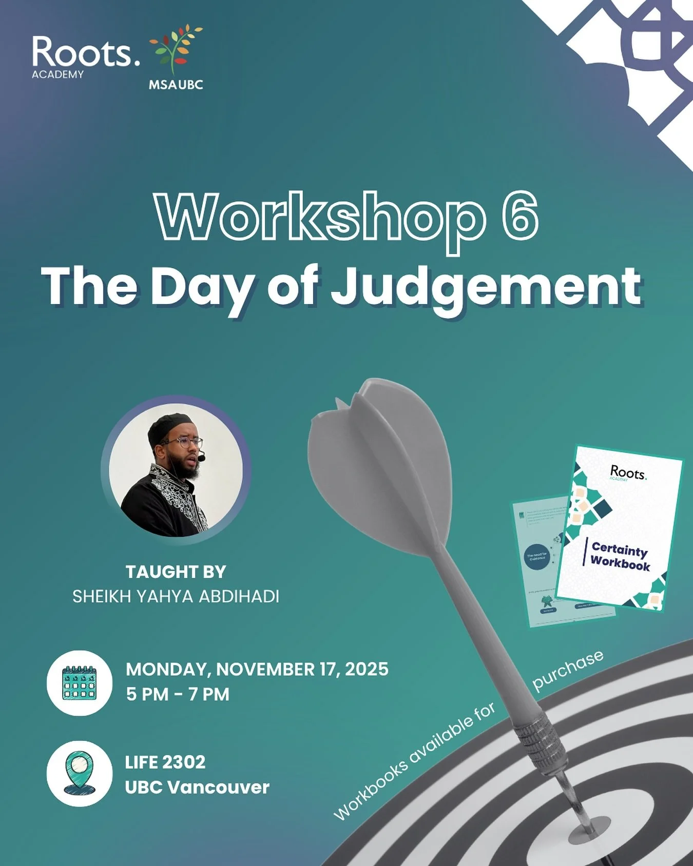 HAPPENING TOMORROW‼️

Get ready to join us for Workshop 6: The Day of Judgement, as MSA UBC presents the @rootsacademy.ca Essentials Program! 🤩

Tailored especially for university students, this course will help you experience and
nurture the sweetn