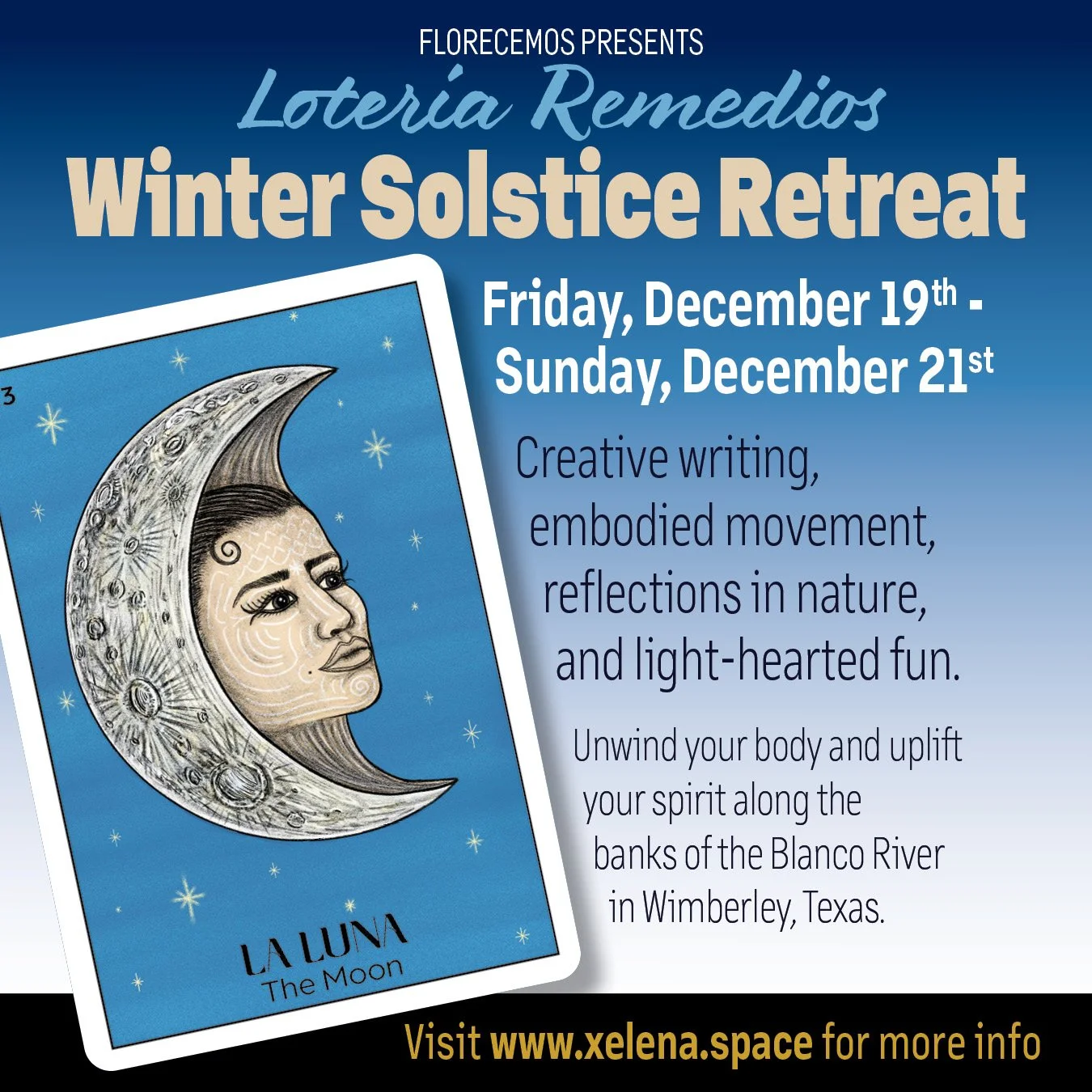 Our very first LOTERIA REMEDIOS retreat! Click the moon to register.