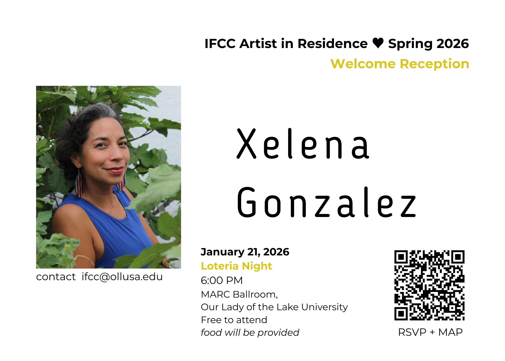 I'm the new Artist in Residence at the IFCC. Come to the reception!