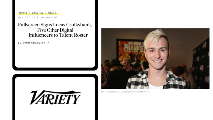 Fullscreen Signs Lucas Cruikshank, Five Other Digital Influencers to Talent Roster