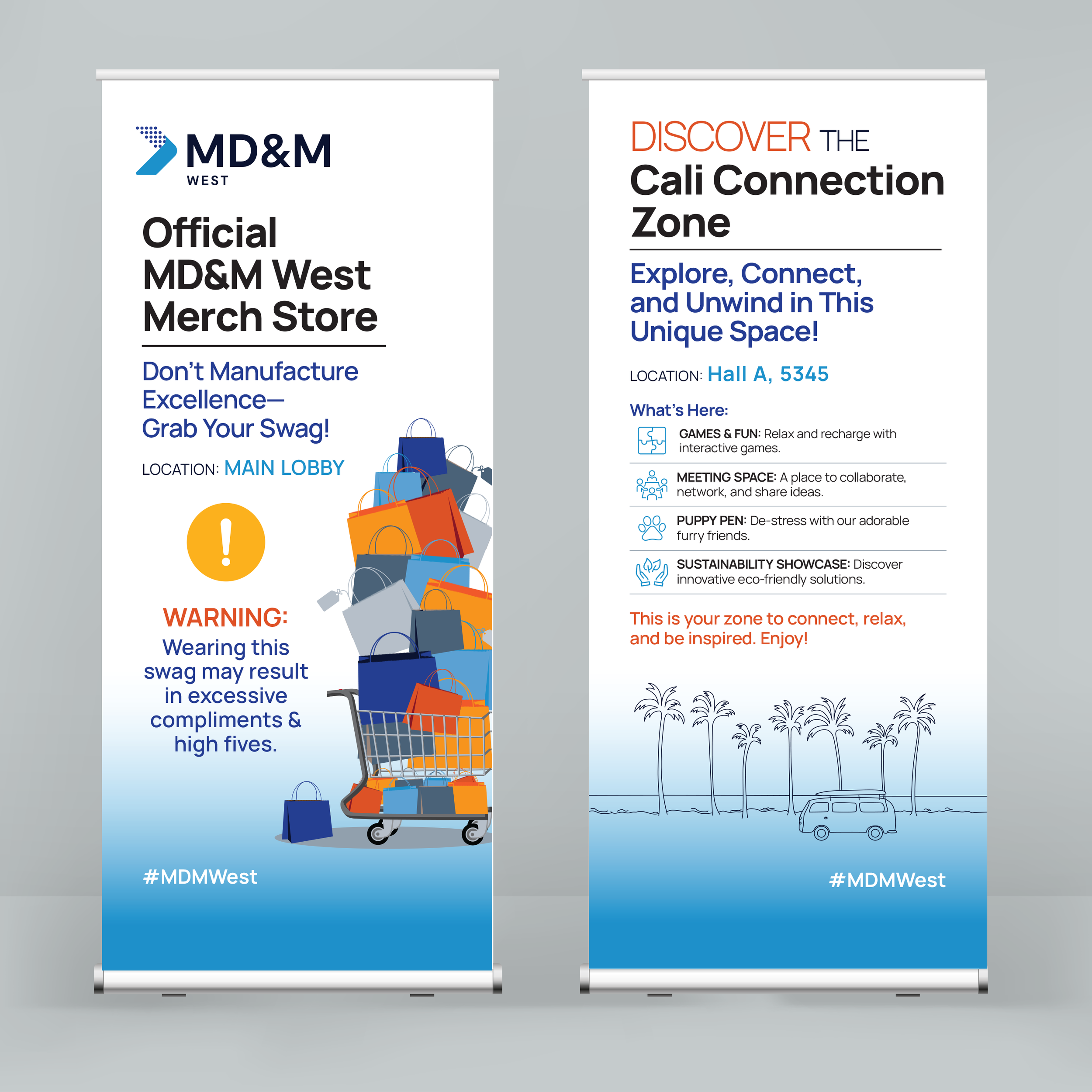 MD&M West Special Events Meter Boards are strategically located in the entrance area to provide attendees with key event information.