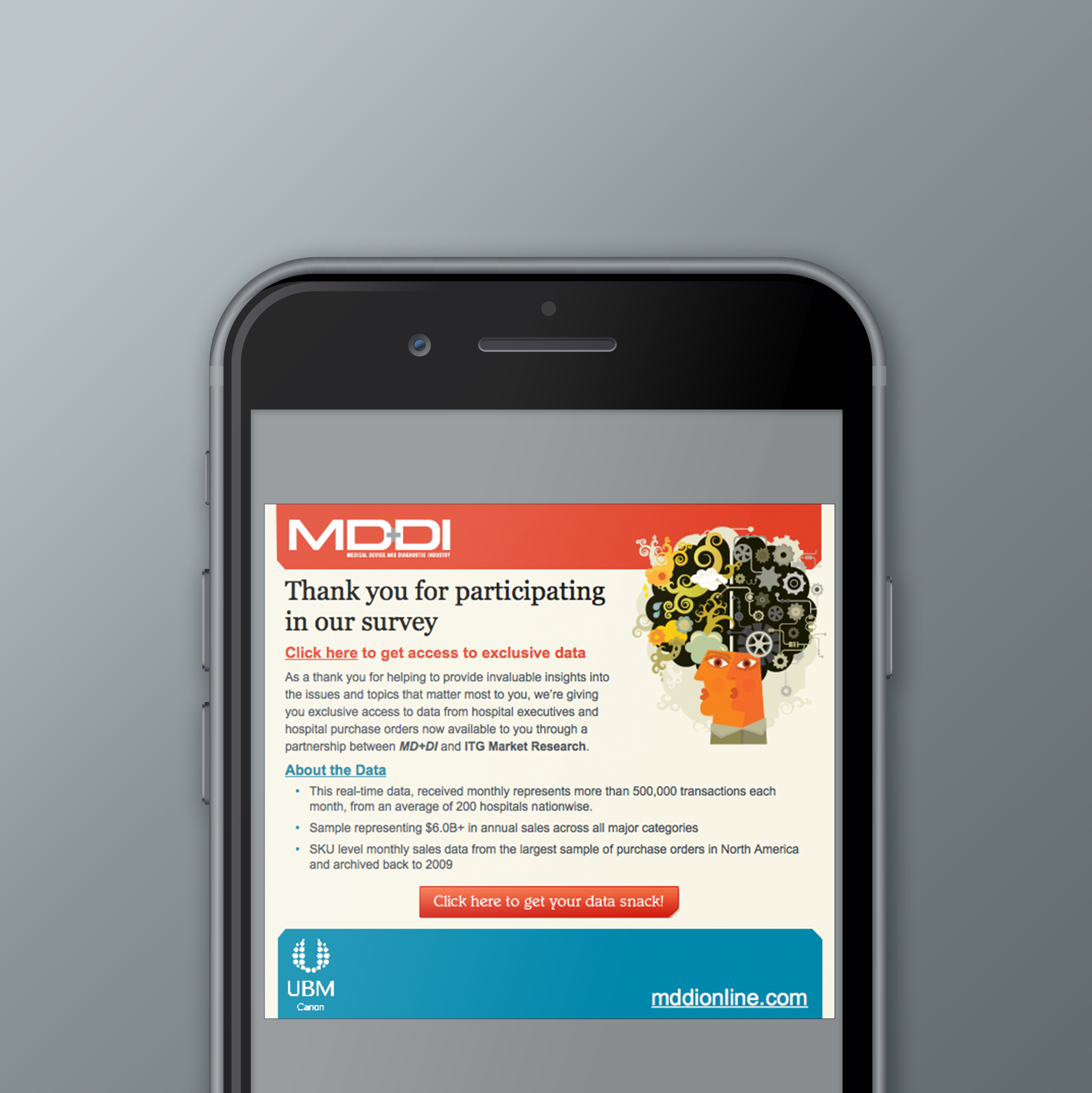 MD+DI (Medical Device and Diagnostic Industry) Thank-you email