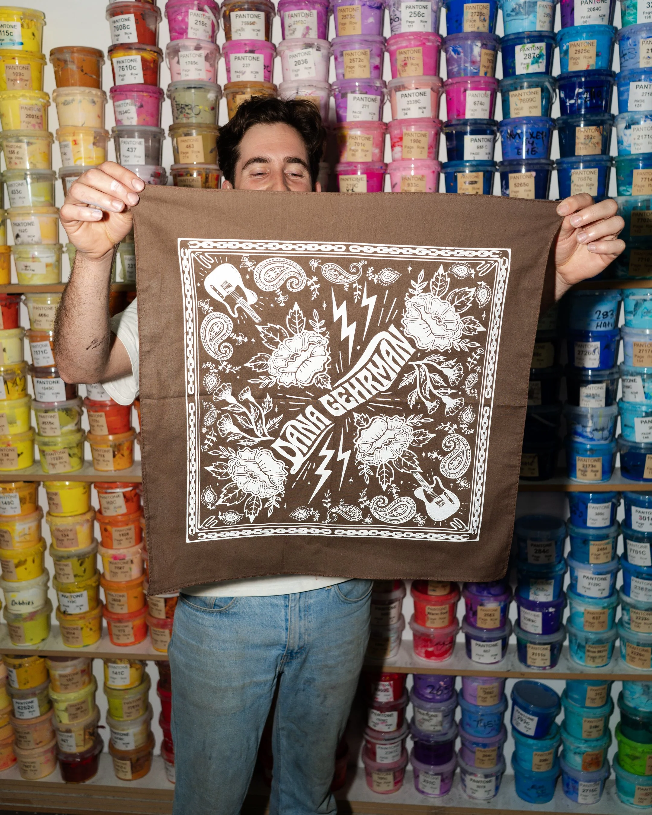 detail of custom bandana merchandise print