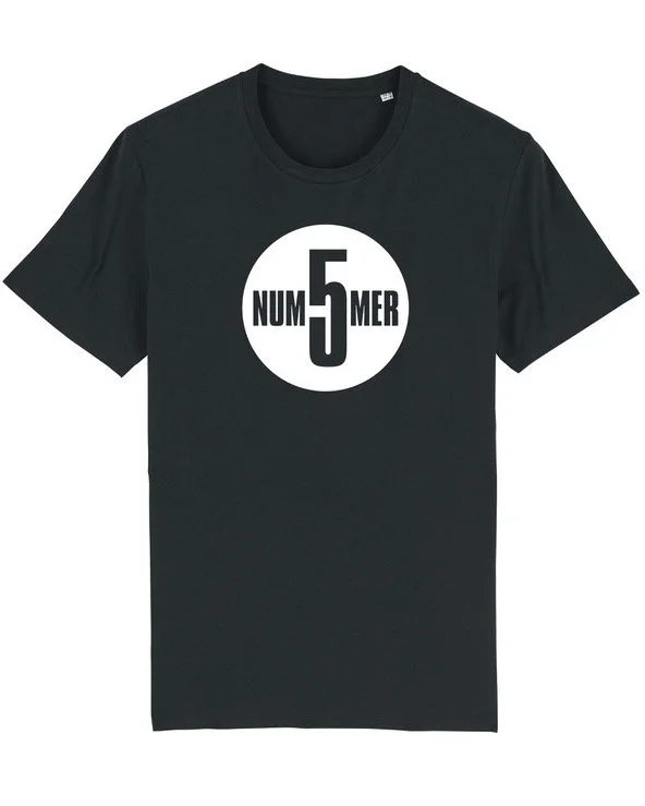 Nummer 5, sort m. hvidt tryk - Malk Tshirt