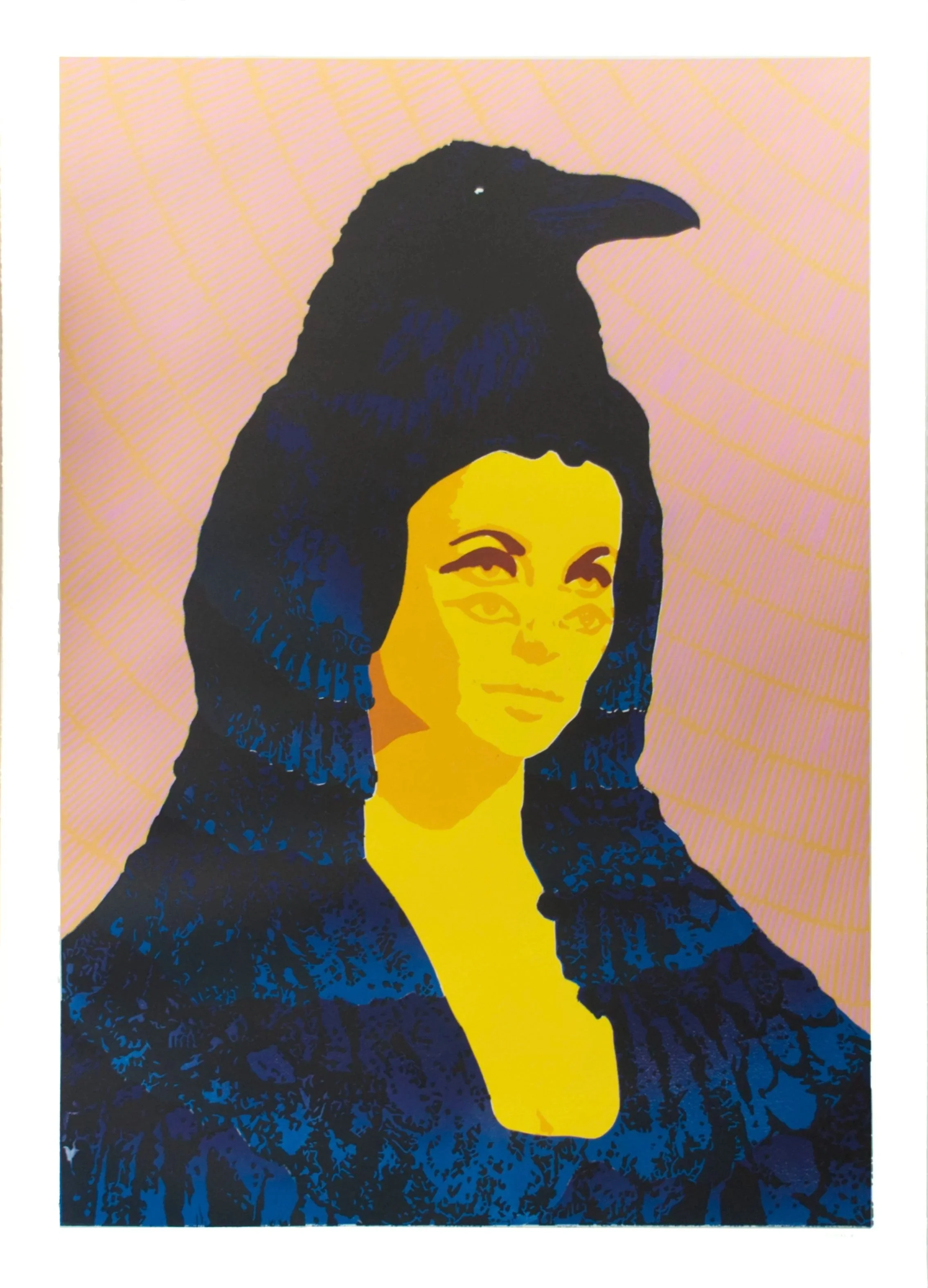 Mother of crows. Træsnit på 300g papir, 110 cm x 80 cm. Oplag af 13 tryk. 2025. Pris  6400kr. 