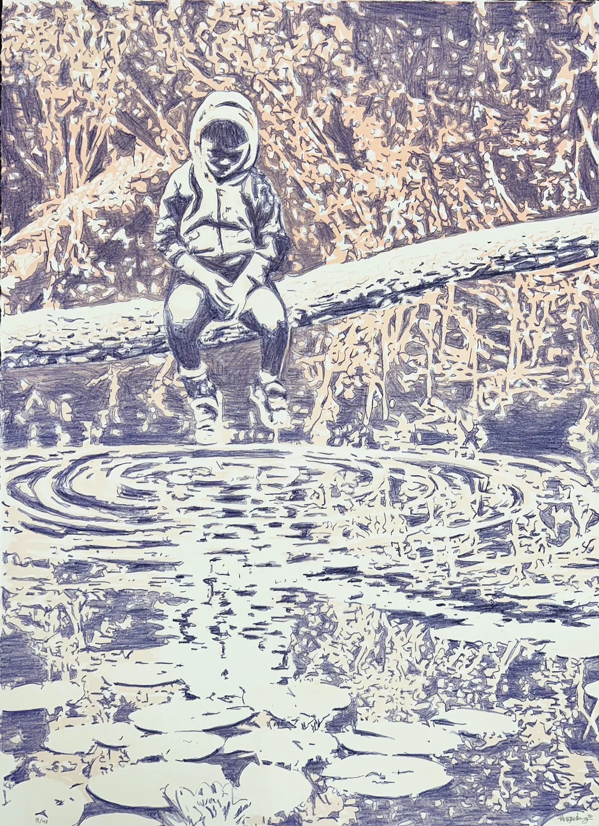 Boy.
Litografi på 300g papir, 
54 x 75 cm
oplag af 40. 2026. Pris 3000kr.